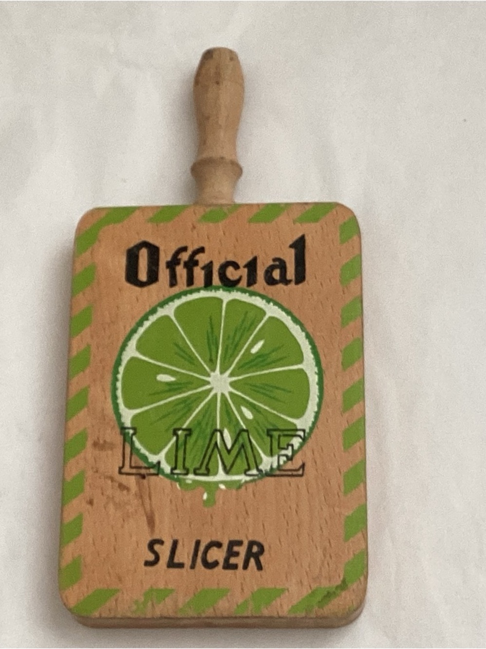 VTG. Official Lime Slicing mini wooden board for prepping garnishes